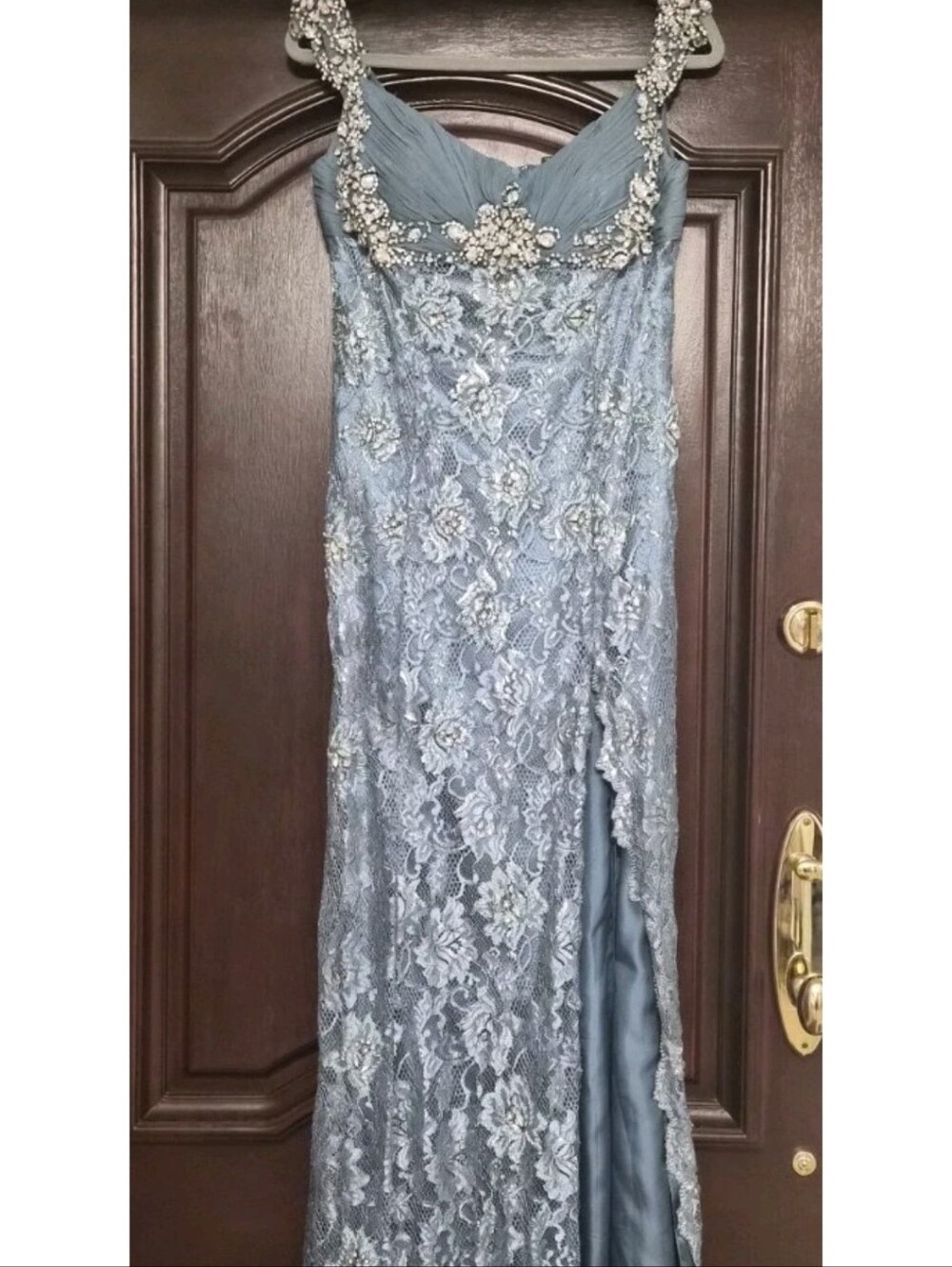 Terani Couture Dusty Blue Evening Gown